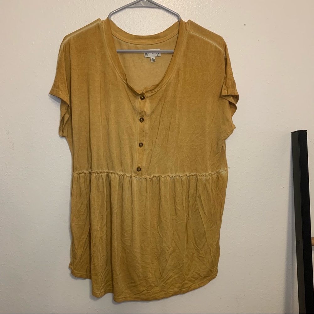 Women's yellow Button-Down Blouse wonderly size XL